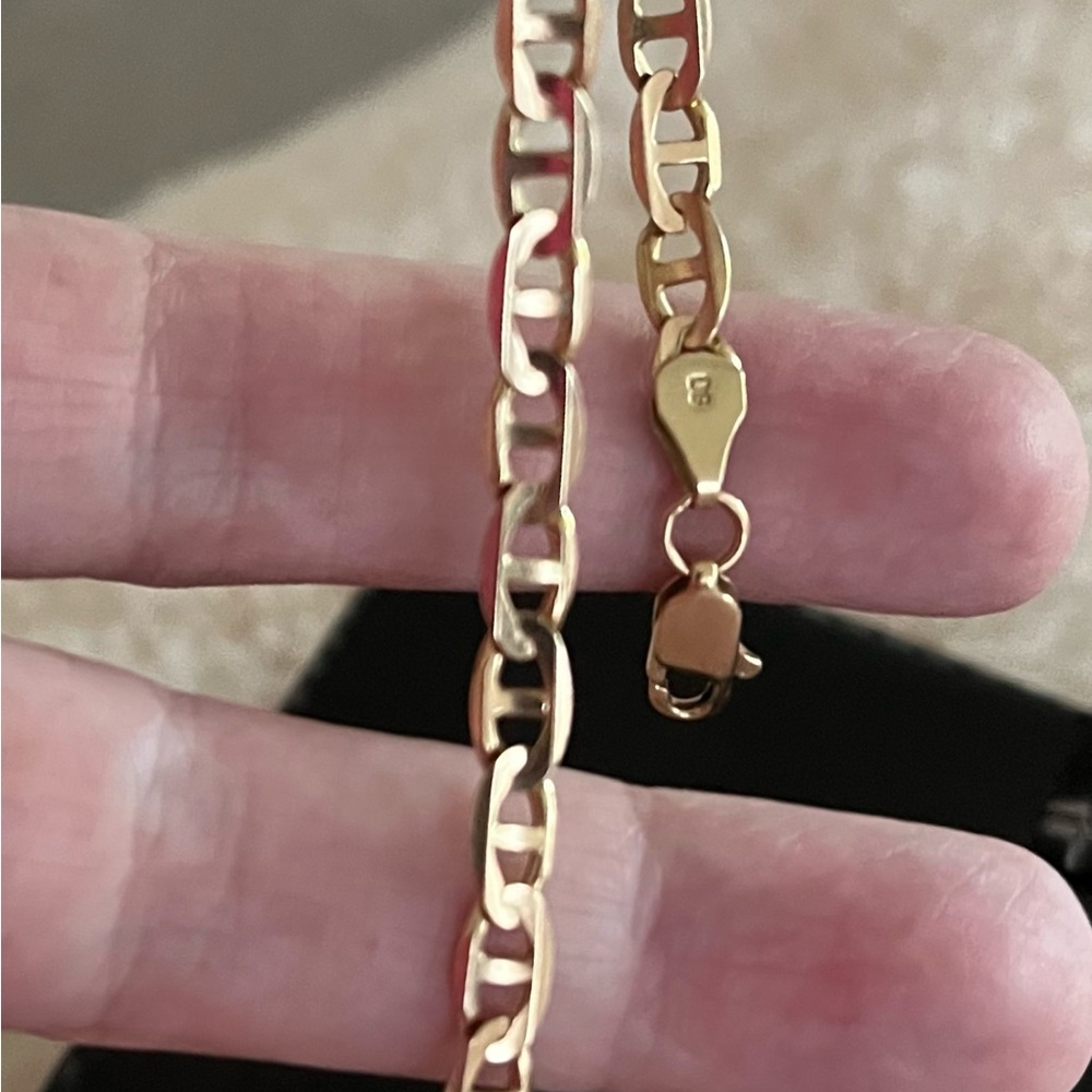 14K Gold Figaro Chain Bracelet - Women's Elegant Gold Link Bracelet Italy - Picture 2 of 11